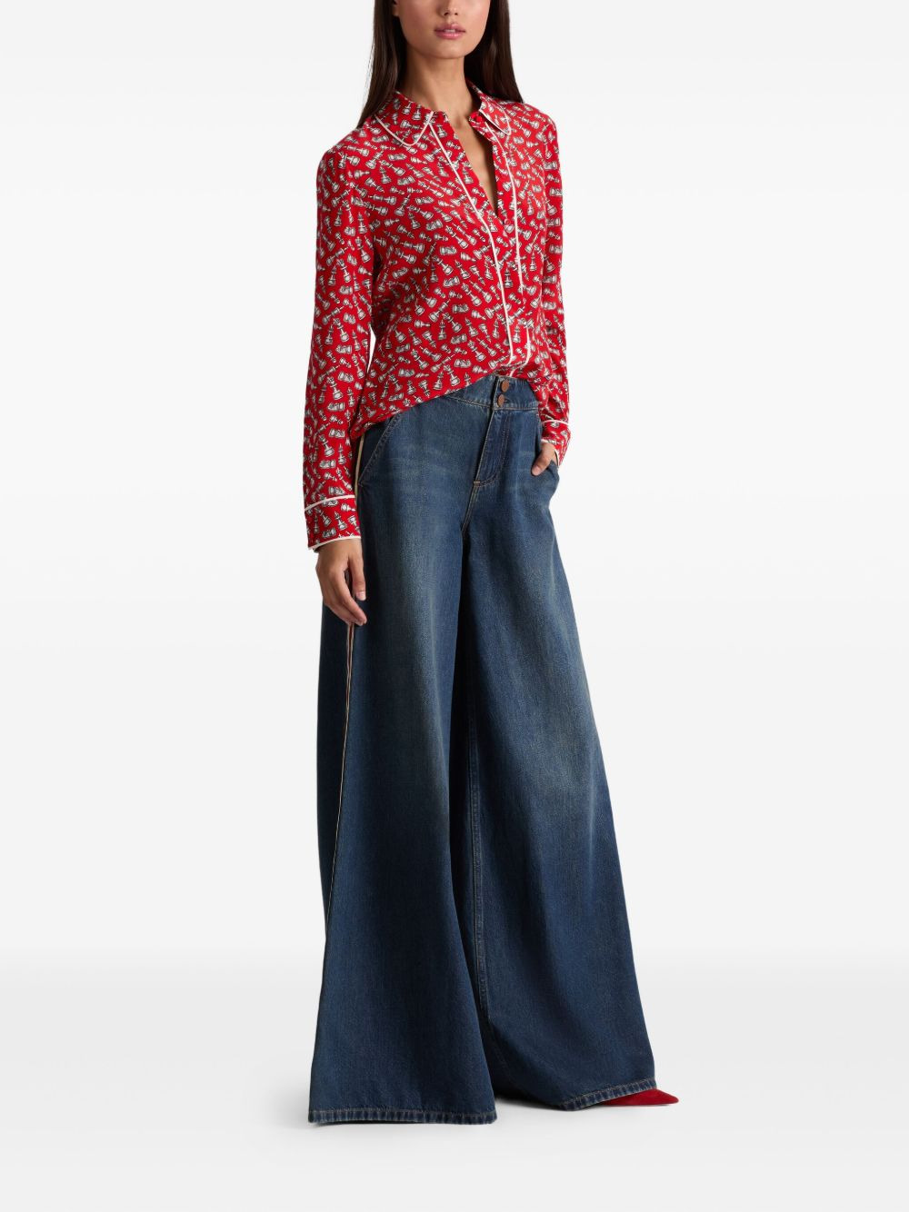 Willa chess-print piped shirt - 3