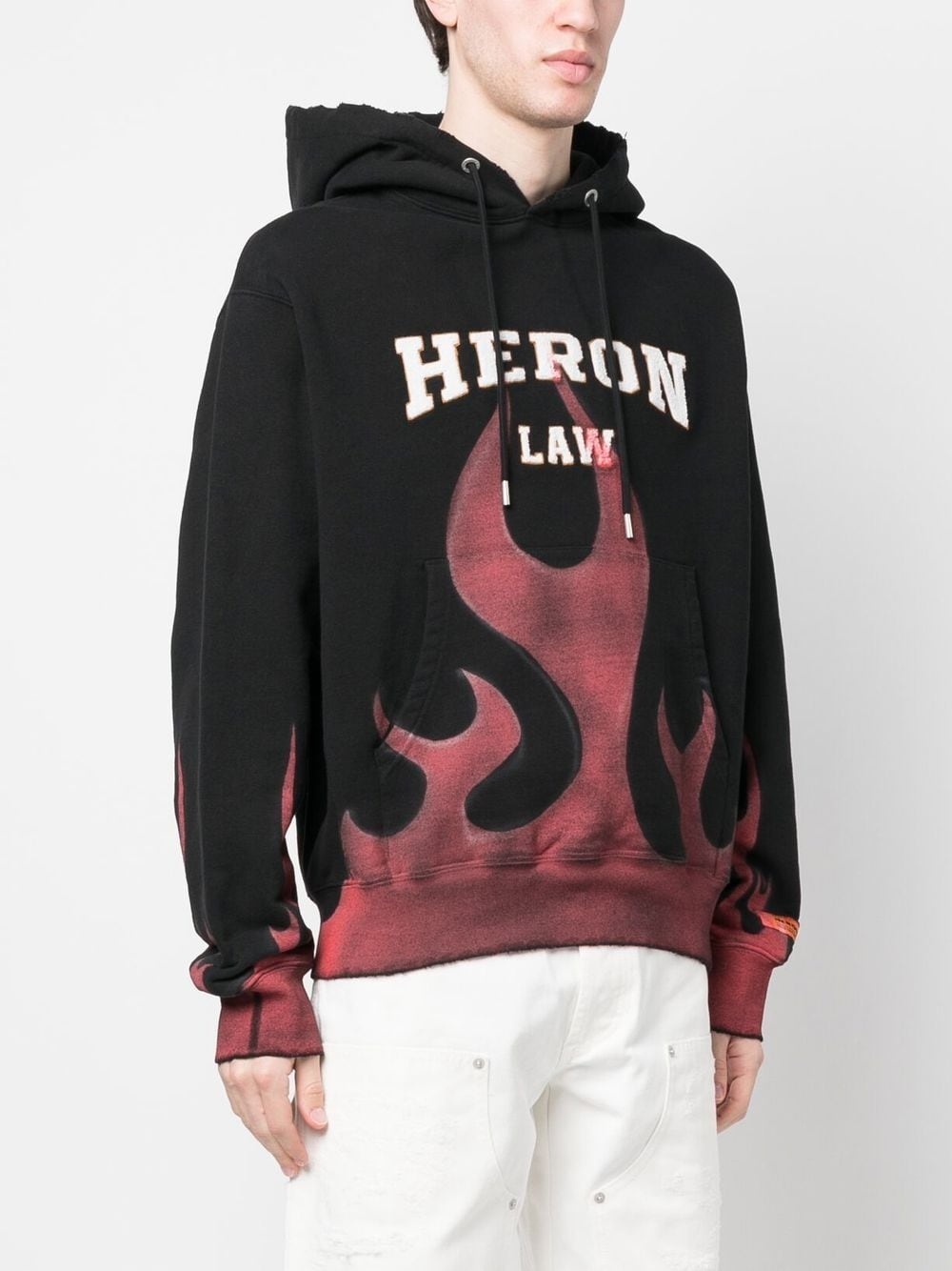 flame-print cotton hoodie - 3