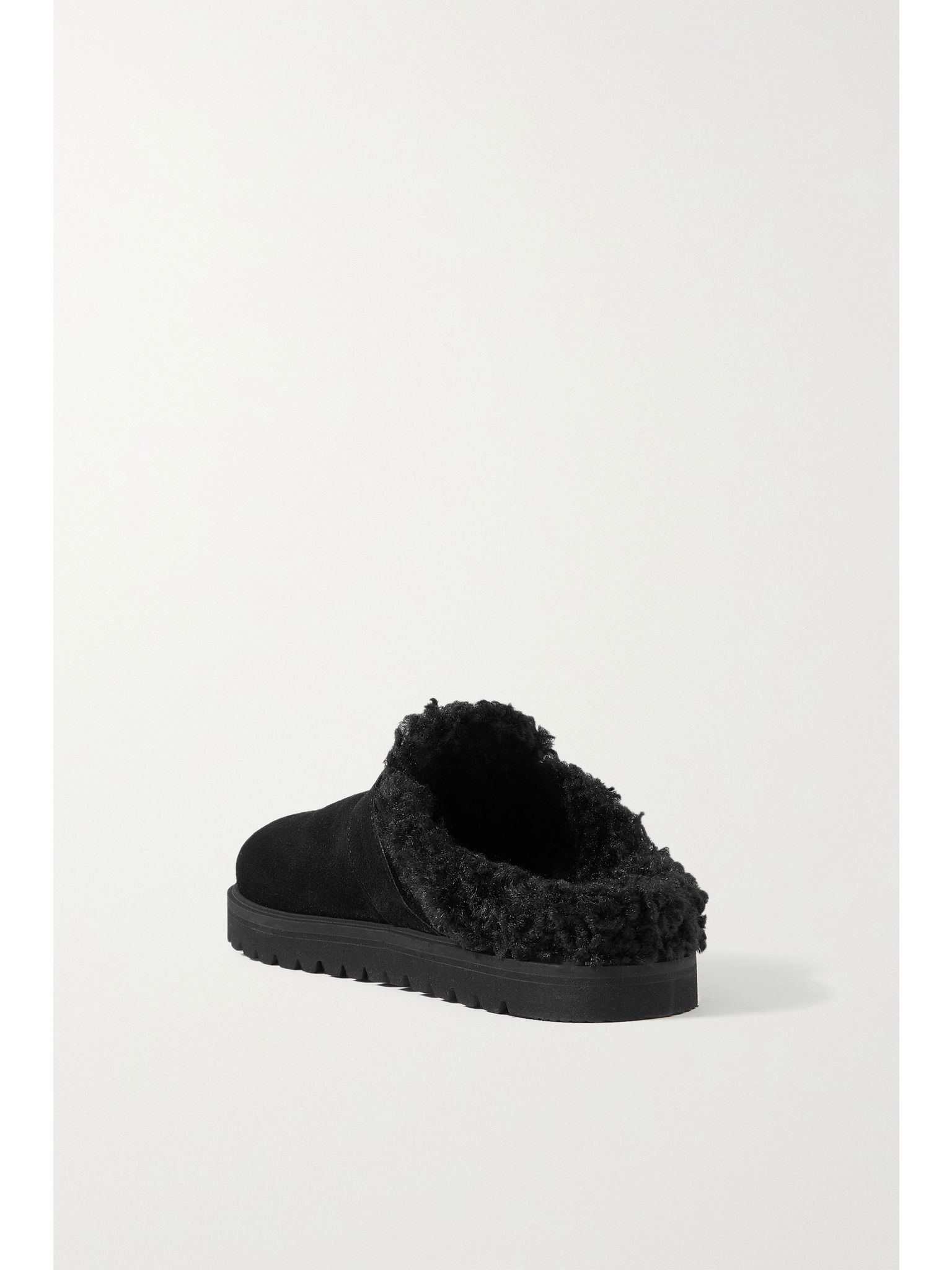 Mon faux shearling-lined suede mules Black - 3