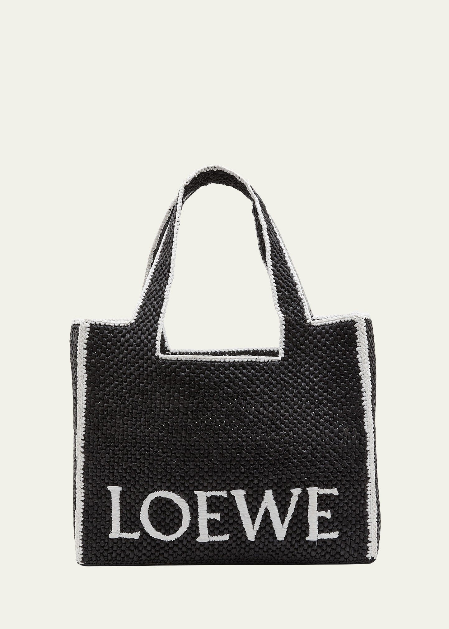 x Paula’s Ibiza Logo Large Bicolor Raffia Tote Bag - 1