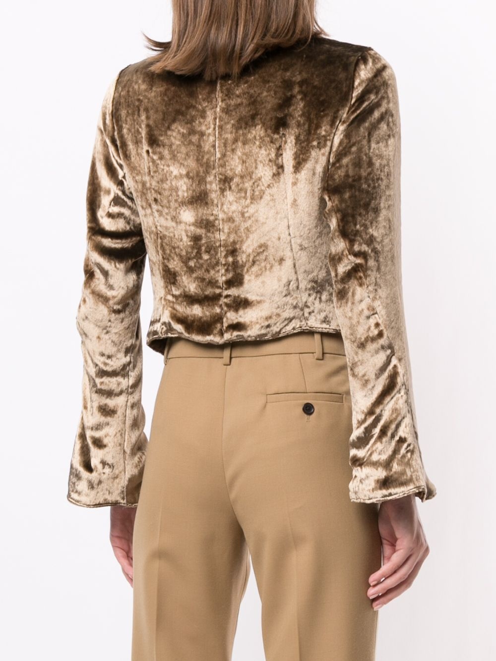 velvet cropped sweatshirt - 4