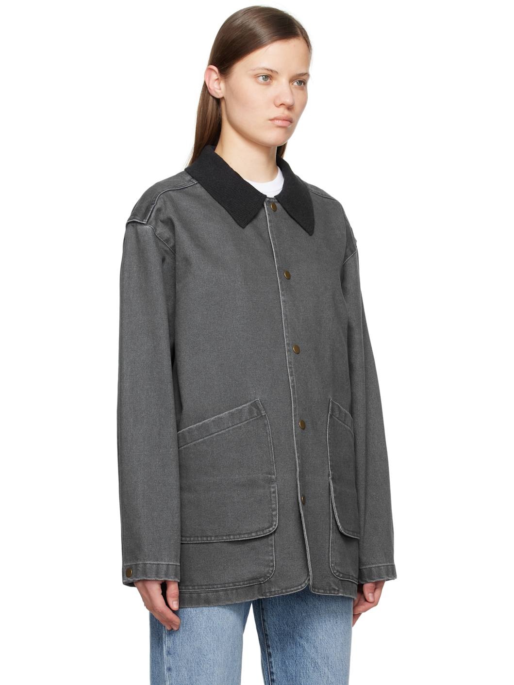 Gray Knit Collar Field Jacket - 2
