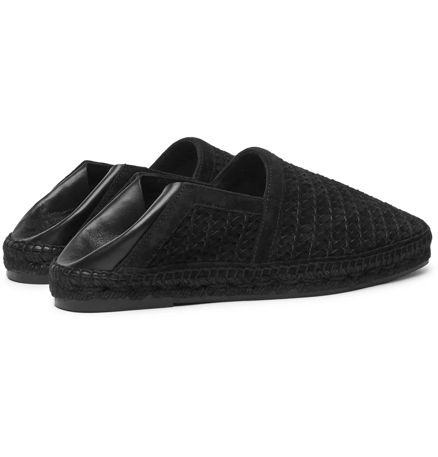 Barnes Leather-Trimmed Woven Suede Espadrilles - 9