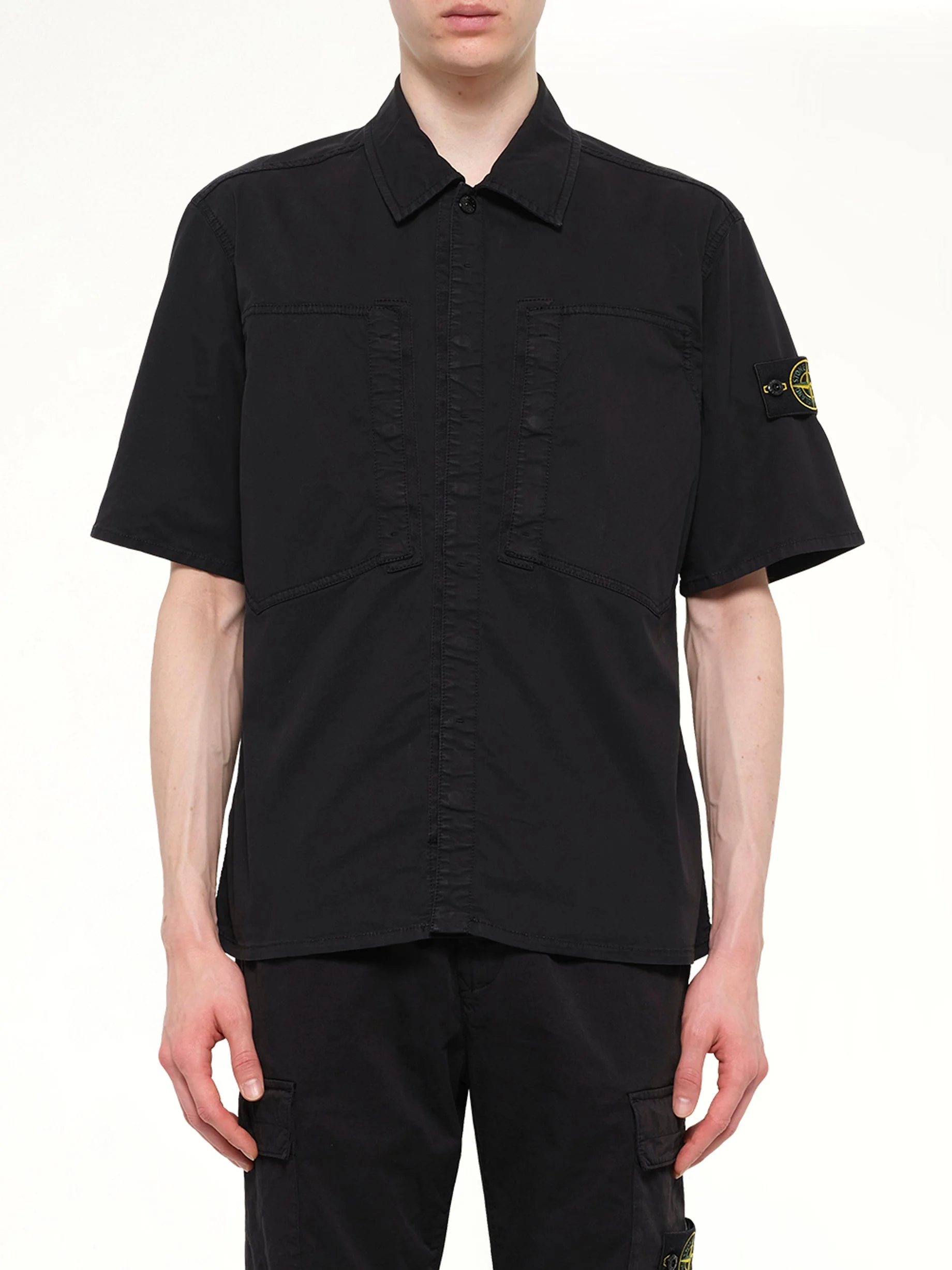 1200037 Stretch Organic Cotton SS Shirt in Black - 1