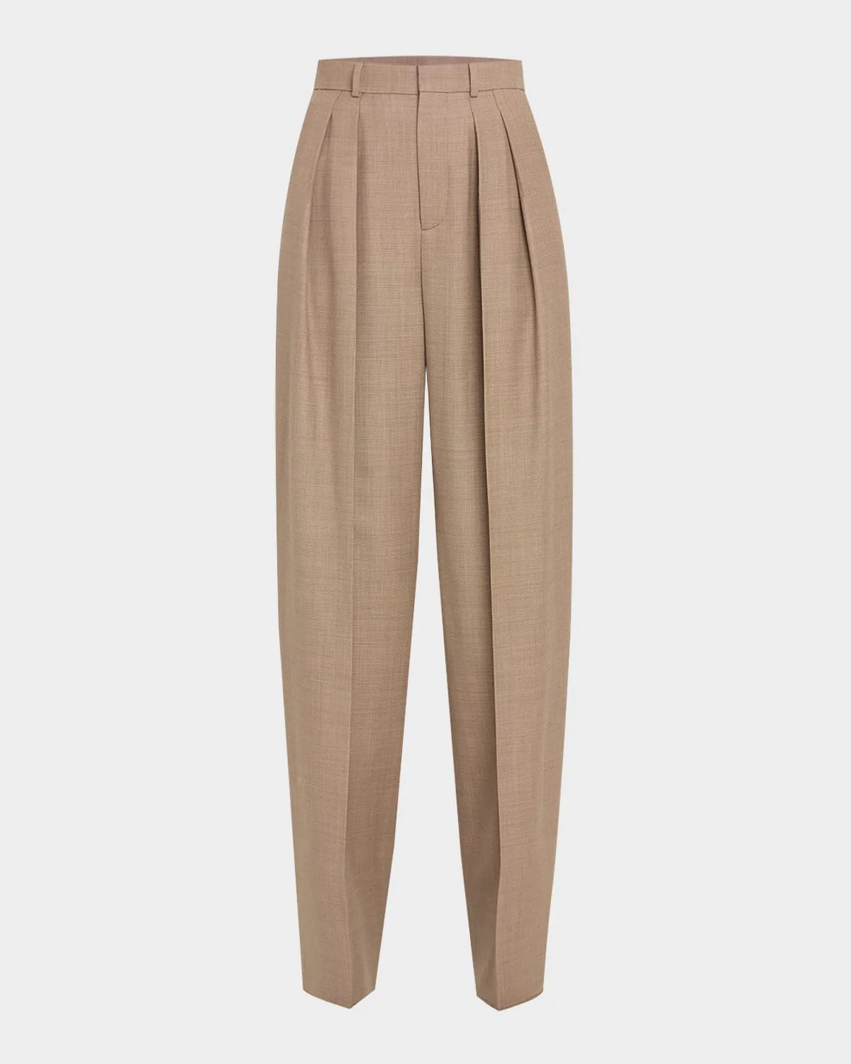 High-Rise Pleated Tapered-Leg Trousers - 1
