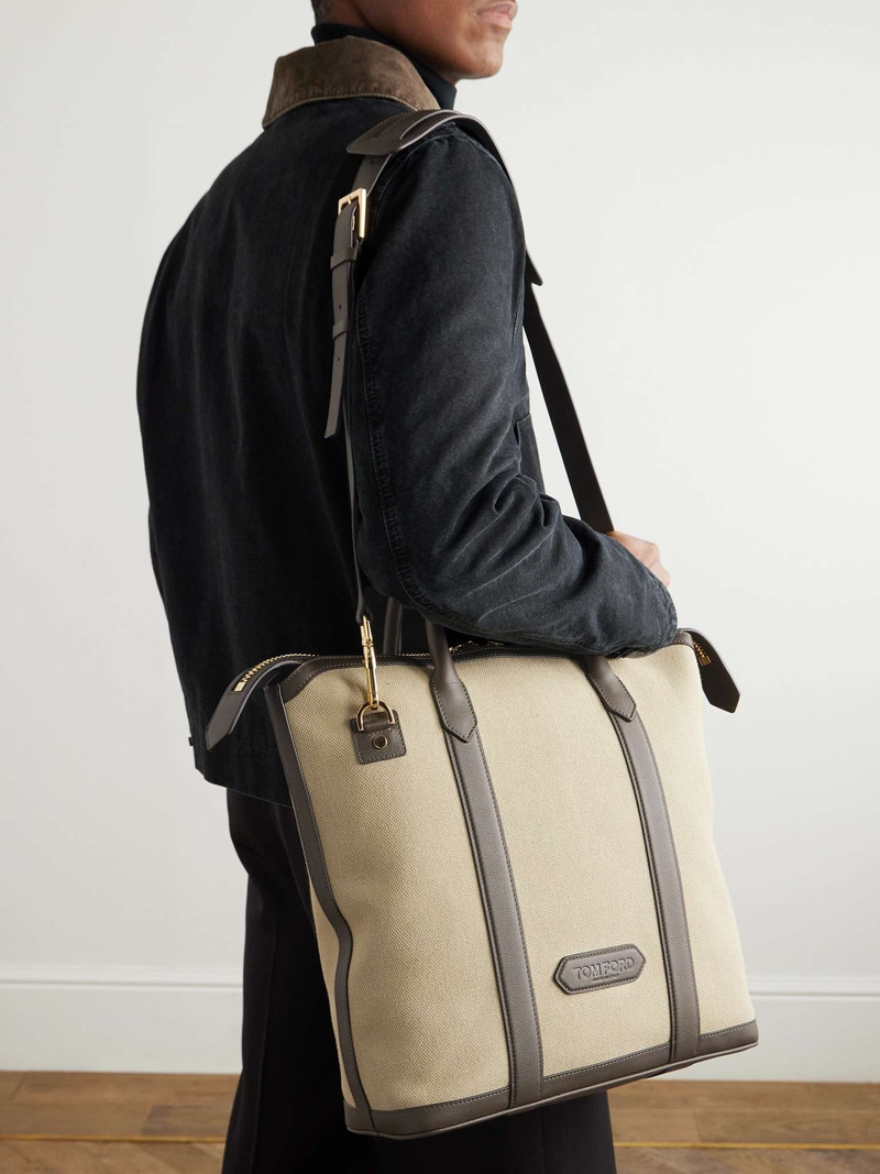 TOM FORD Leather-Trimmed Canvas Tote Bag outlook