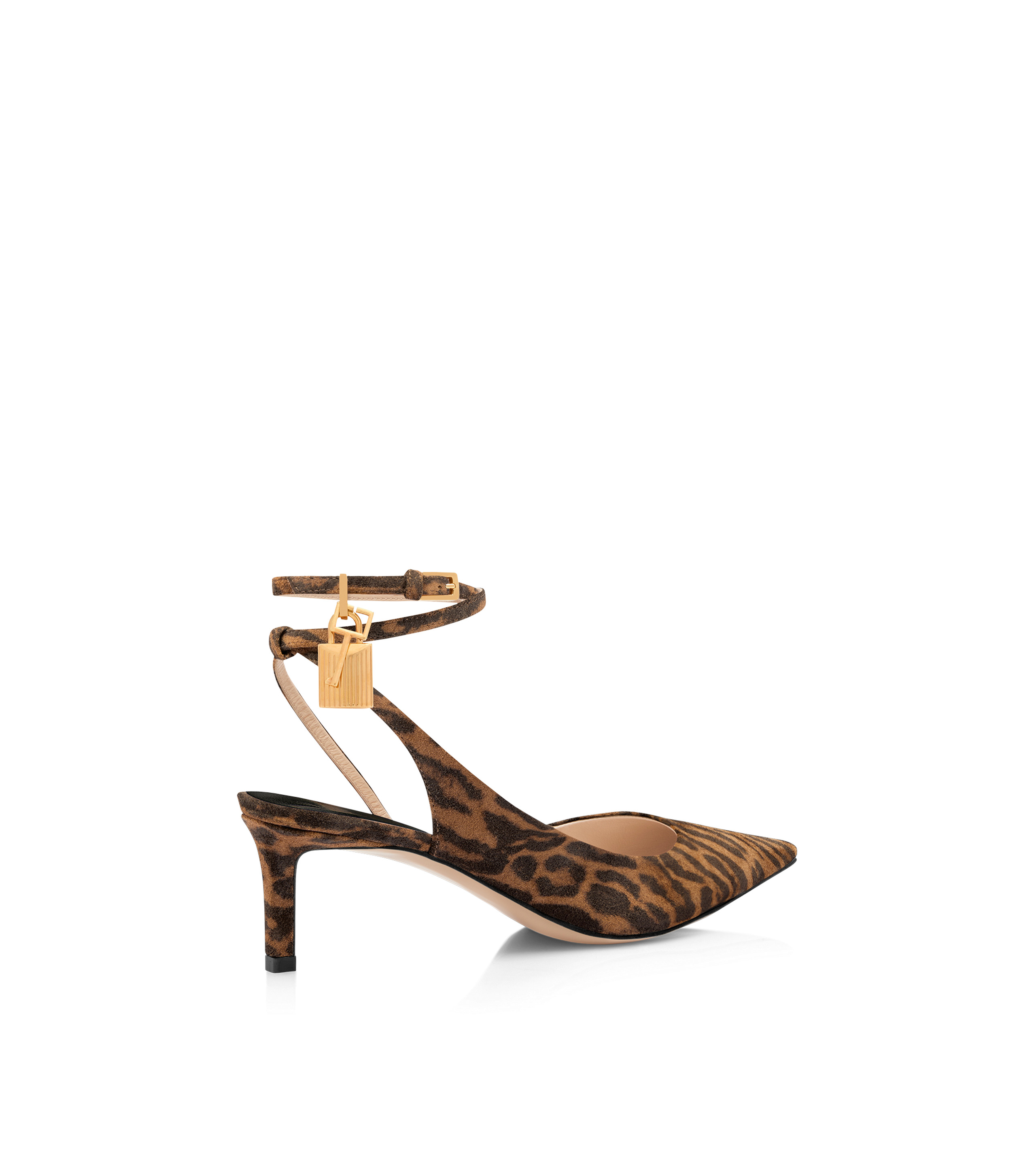 OCELOT-PRINT SUEDE PADLOCK SLINGBACK - 3