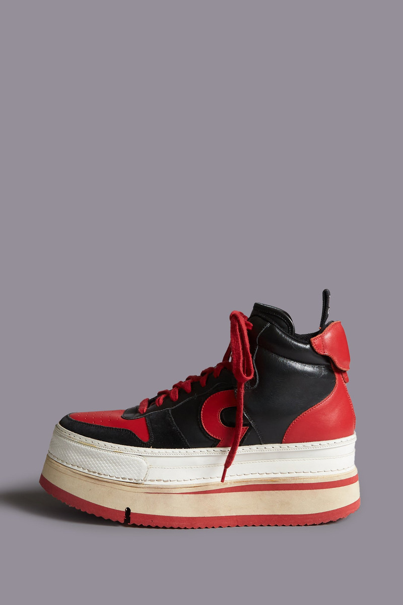 The Riot Leather High Top - Black and Red | R13 Denim Official Site 1