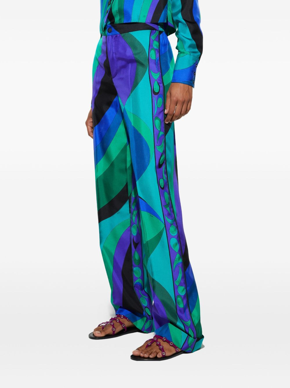 Pesci-patterned wide-leg trousers - 5