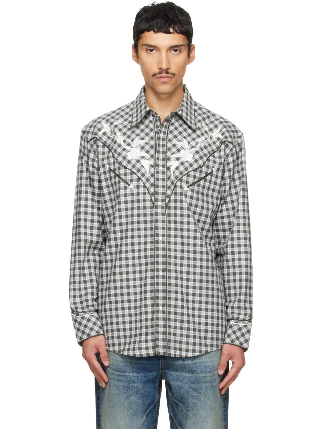 Gray Kenzo Paris 'KENZO Wildflower' Embroidered Western Shirt - 1