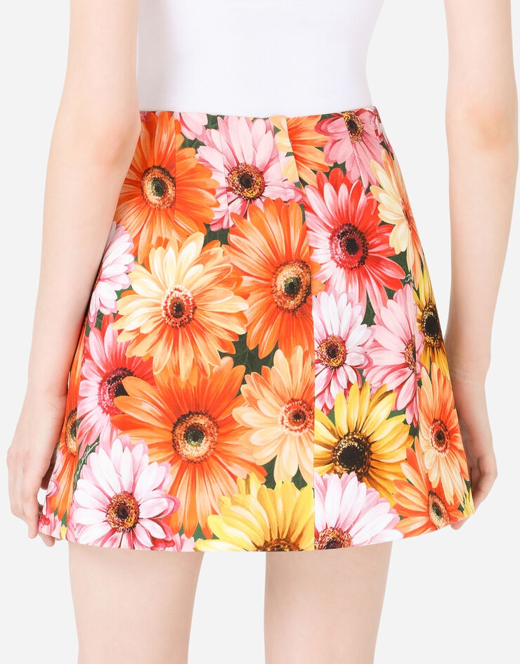 Cady miniskirt with gerbera-daisy print and decorative pearl DG buttons - 5