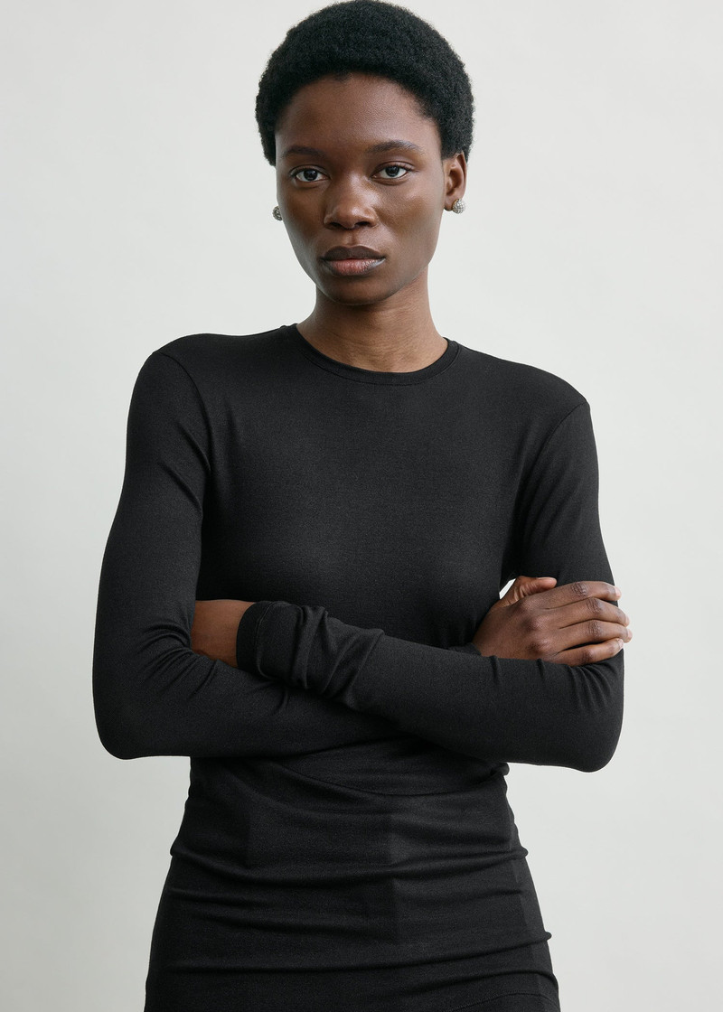 Long-sleeve jersey top black 5