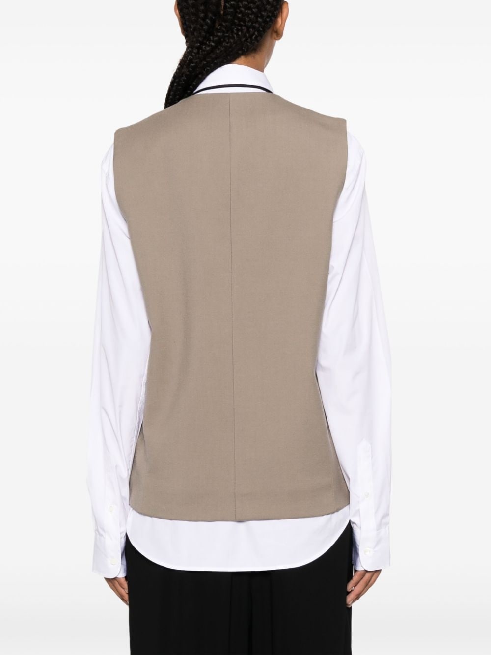 V-neck virgin wool waistcoat - 4