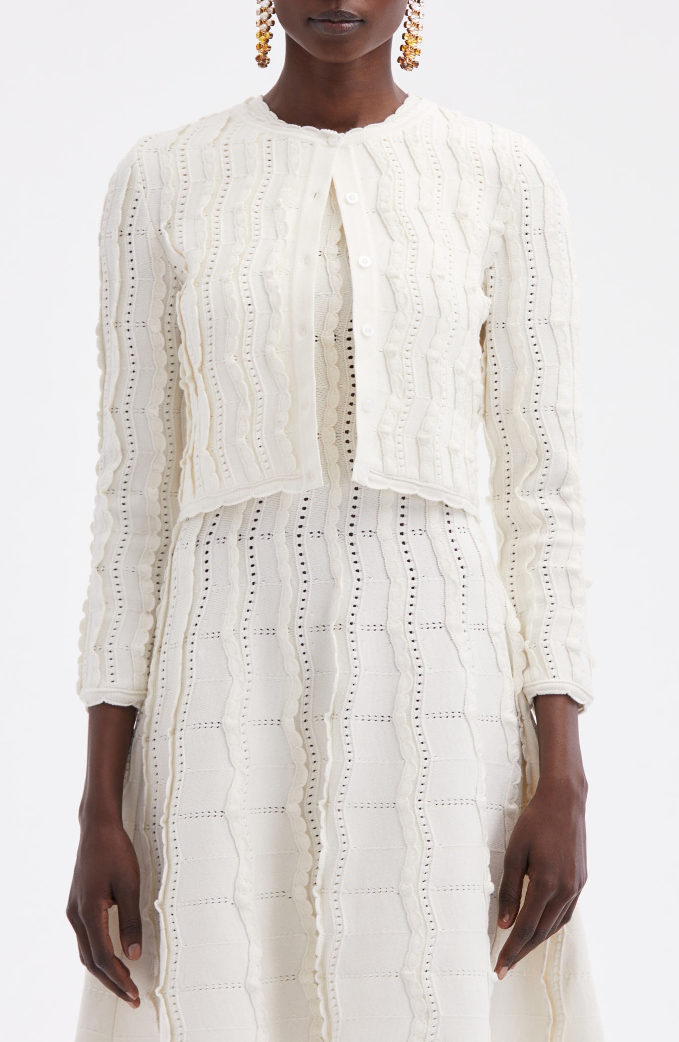 Wavy Stitch Crop Cardigan - 1