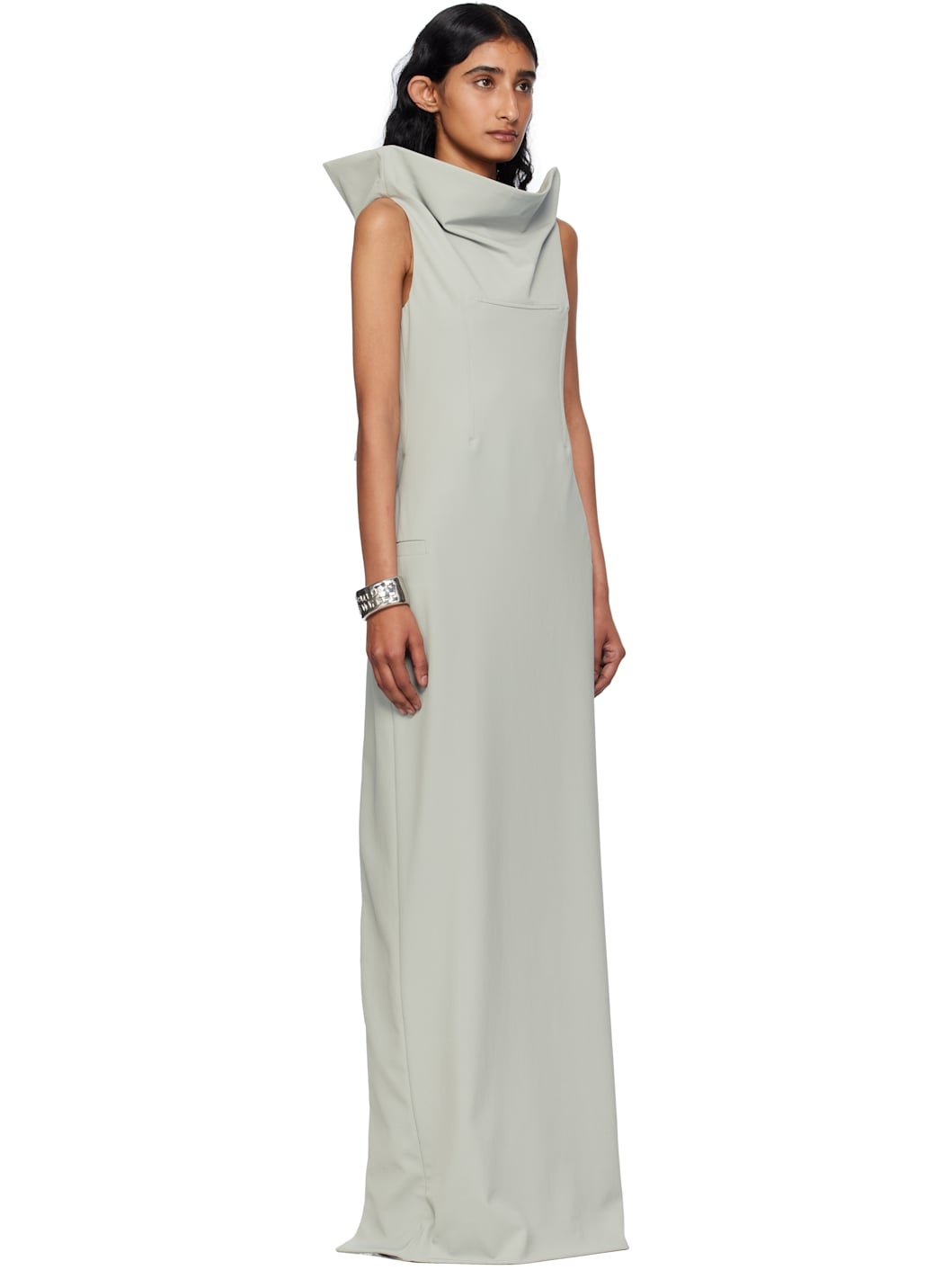 Gray Backless Belt Maxi Dress - 2