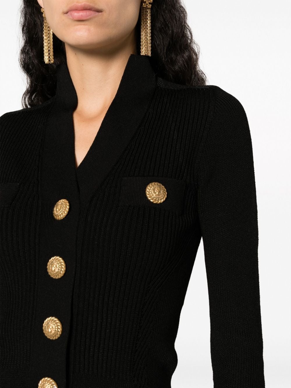 buttoned ribbed-knit cardigan - 5