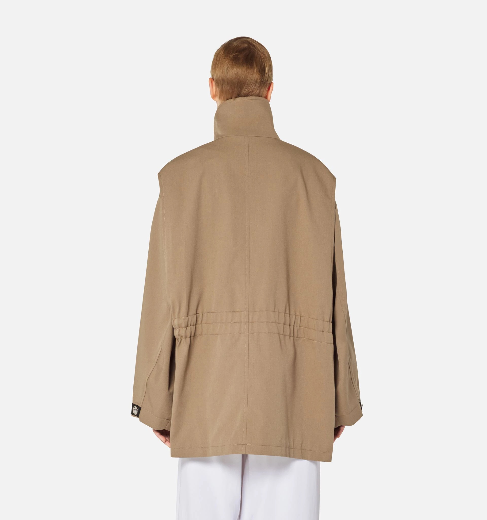 Zipped Parka With Elasticated Waist And Patch Pockets - 7