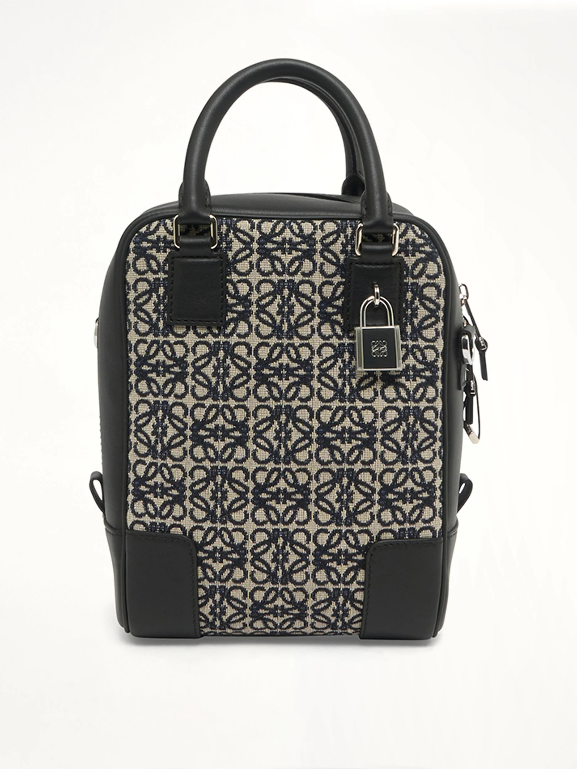 Amazona 15 Vertical Anagram in Jacquard and Calfskin in Navy - 1