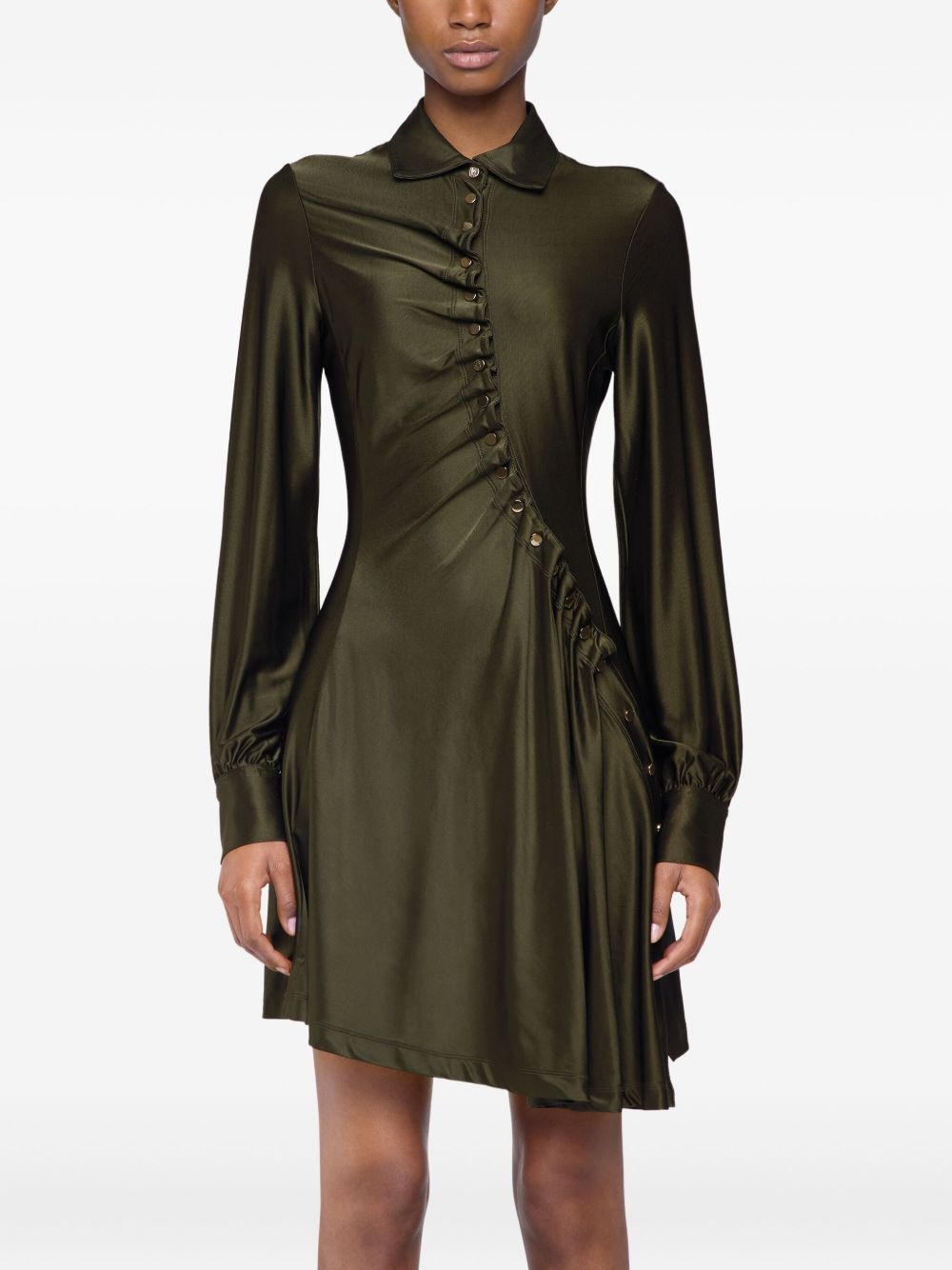 button-embellished draped dress - 4