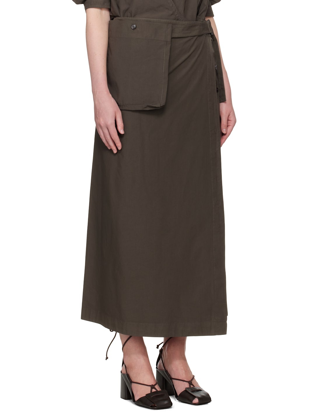 Brown Buttoned Maxi Skirt - 2