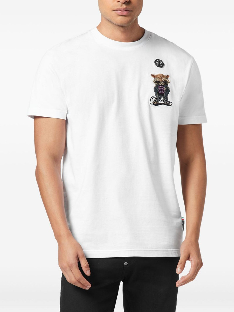 PHILIPP PLEIN raccoon-embroidered crew-neck T-shirt outlook