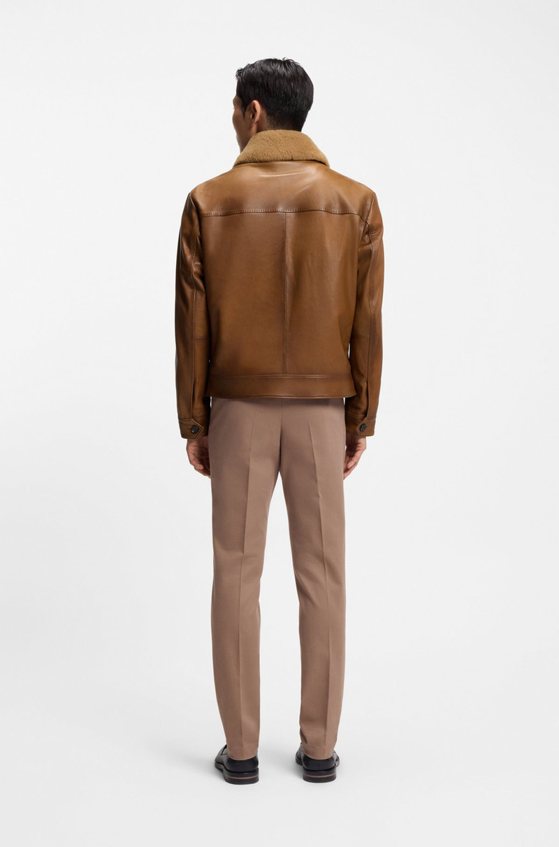 LEATHER JACKET WITH DETACHABLE SHEARLING COLLAR 4