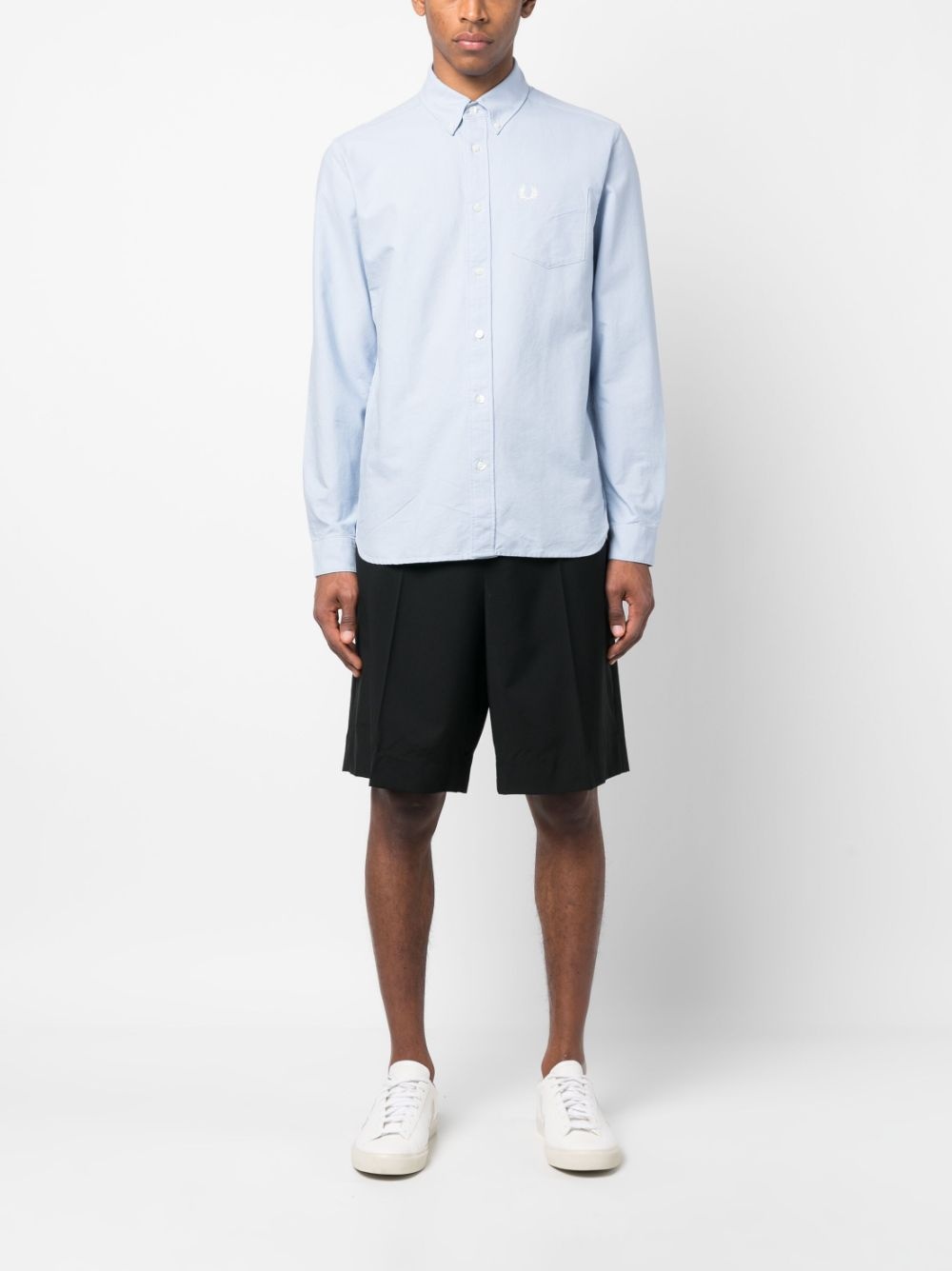 logo-embroidery cotton shirt - 2