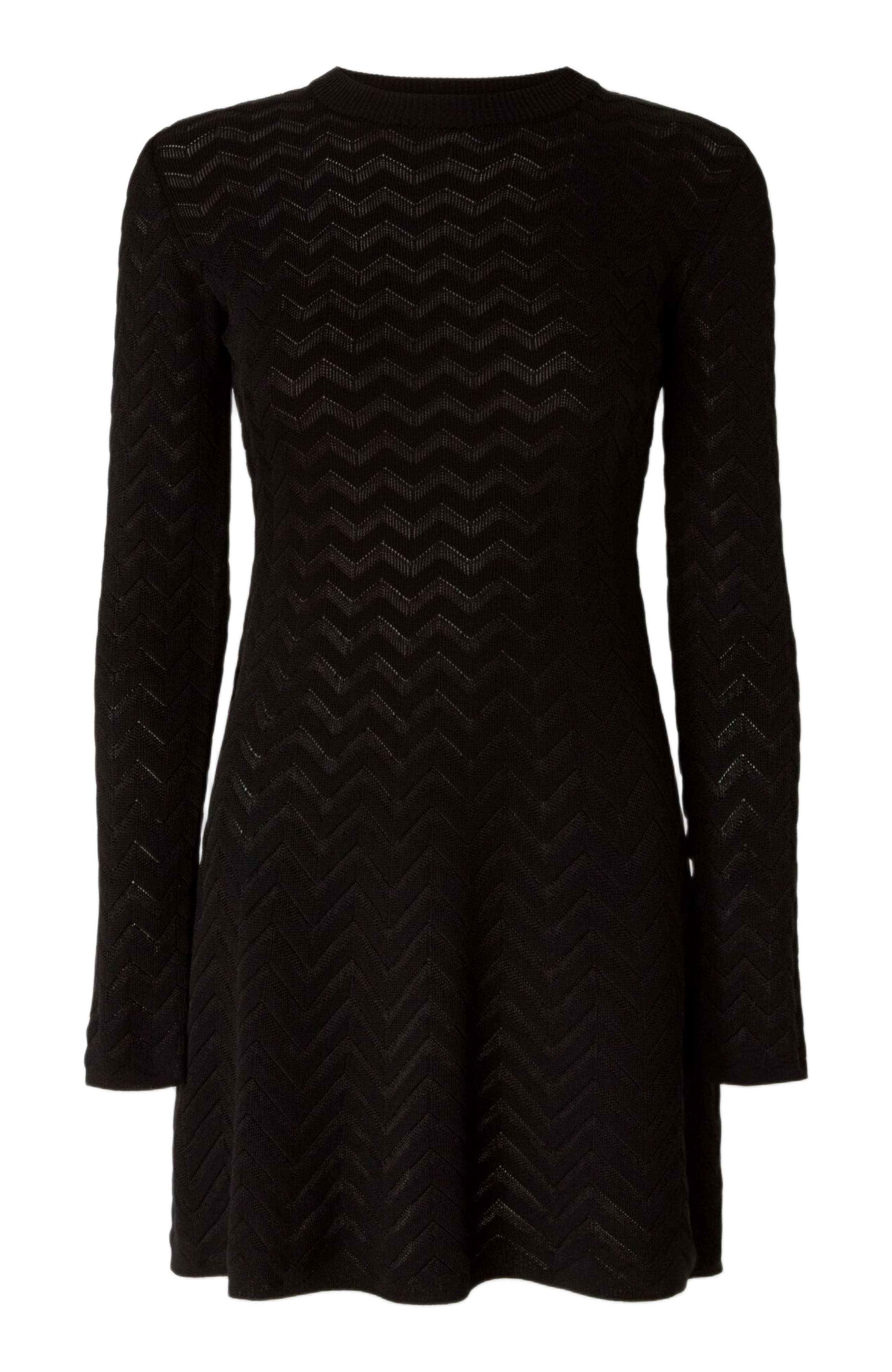 Missoni Tone-on-tone Chevron Long-sleeved Mini-dress in Black at Nordstrom - 2