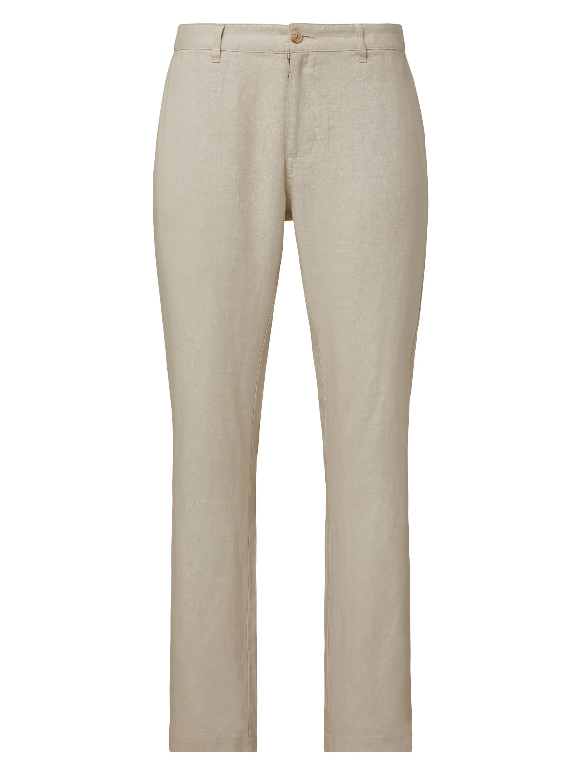Men's Linen Flat-Front Trousers - Stone - 1