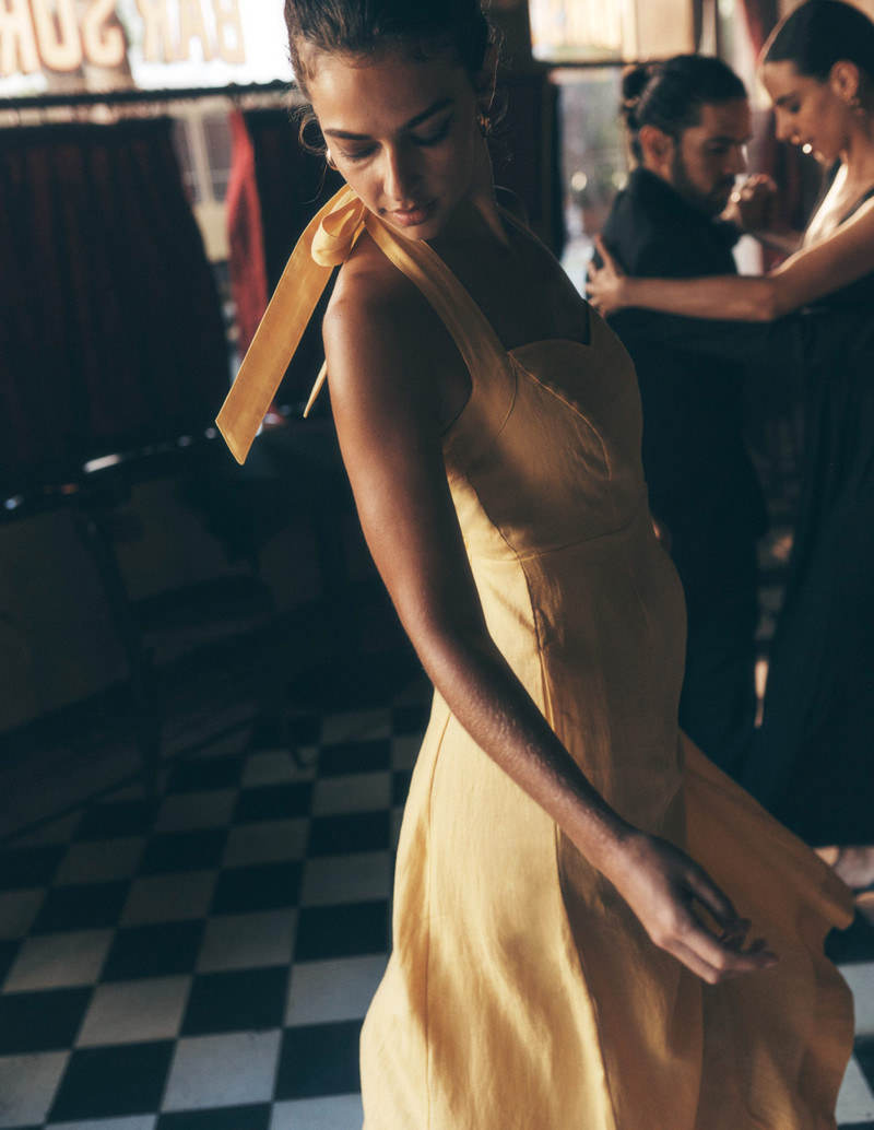 Halter Linen Dress-Buttermilk Yellow 6