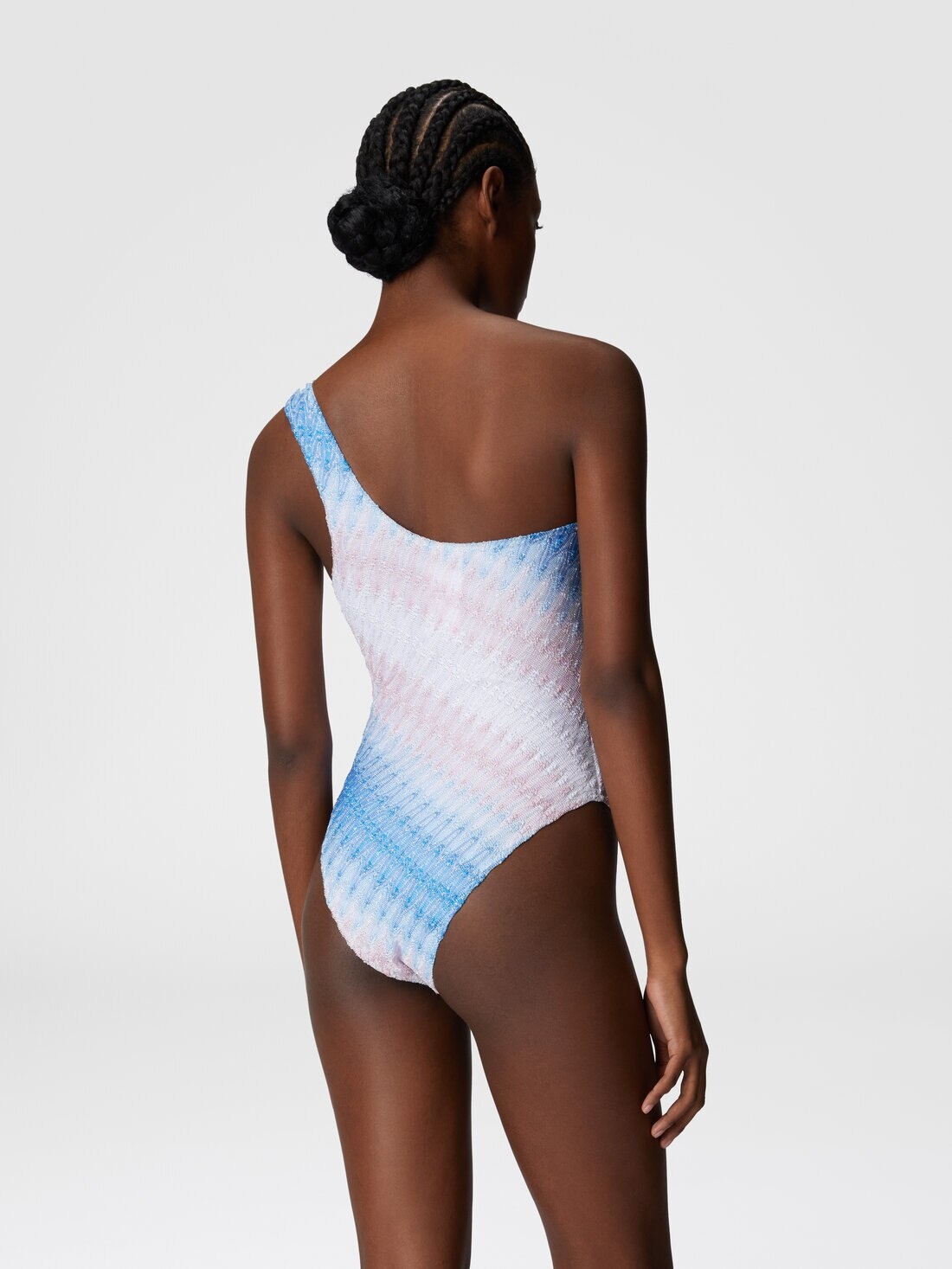One-shoulder swimsuit in viscose and lamé - 3