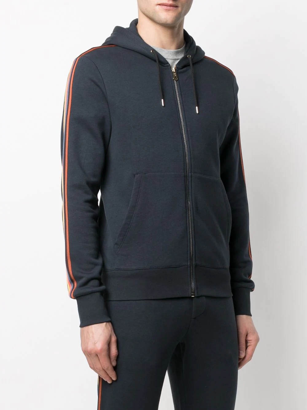 side-stripe zip hoodie - 3