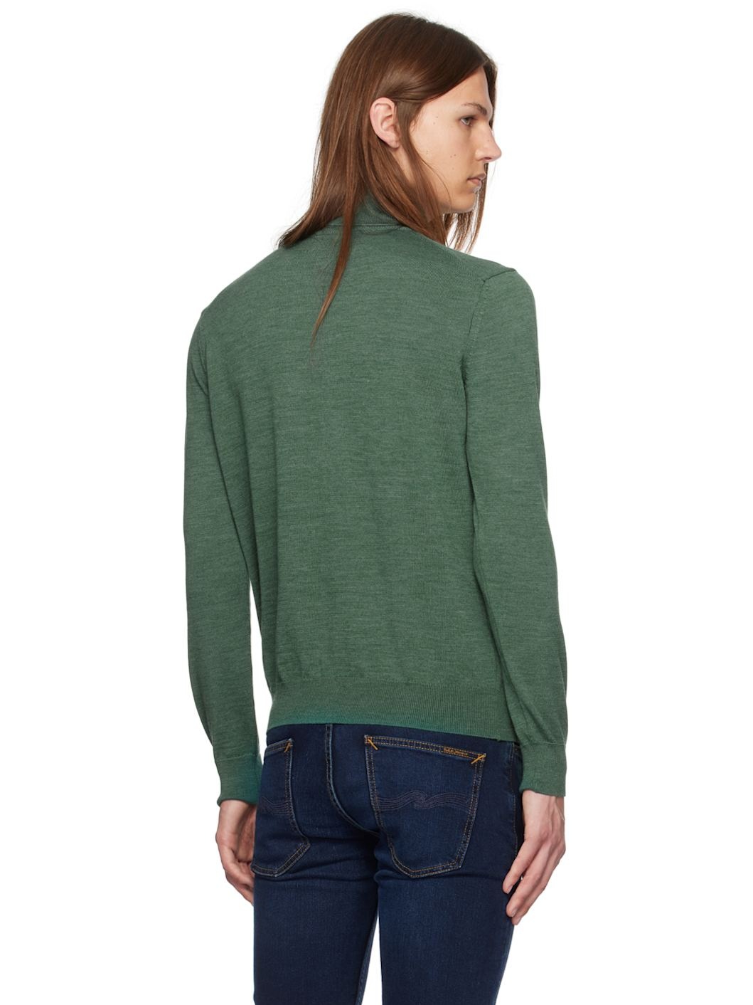 Green Bold Fox Head Patch Regular Turtleneck - 3