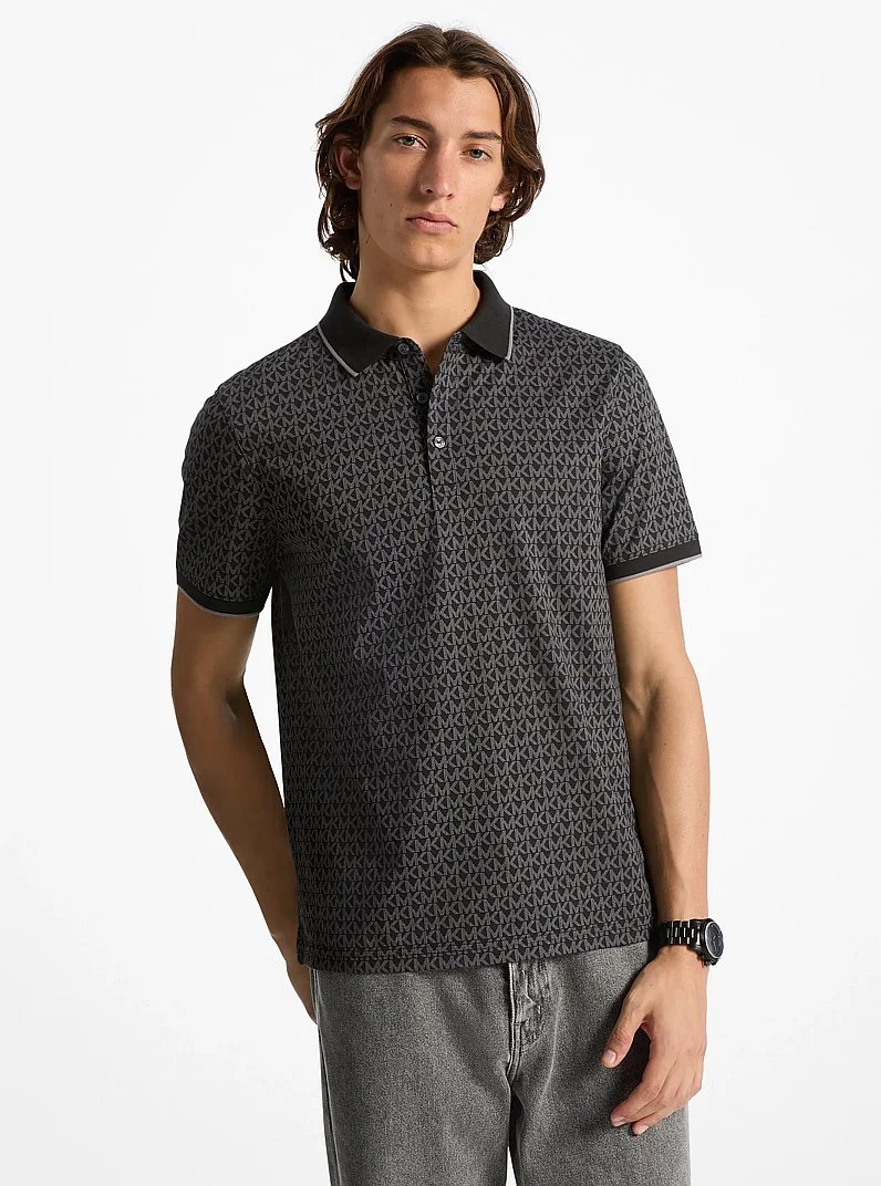 Greenwich Signature Logo Print Cotton Polo Shirt - 1