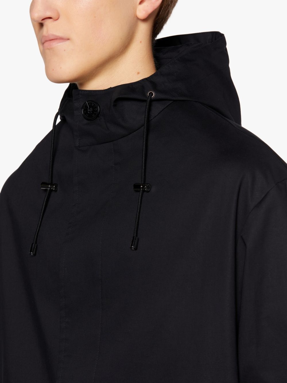 WOLFSON BLACK RAINTEC COTTON LONG HOODED COAT | GMC-110 - 5