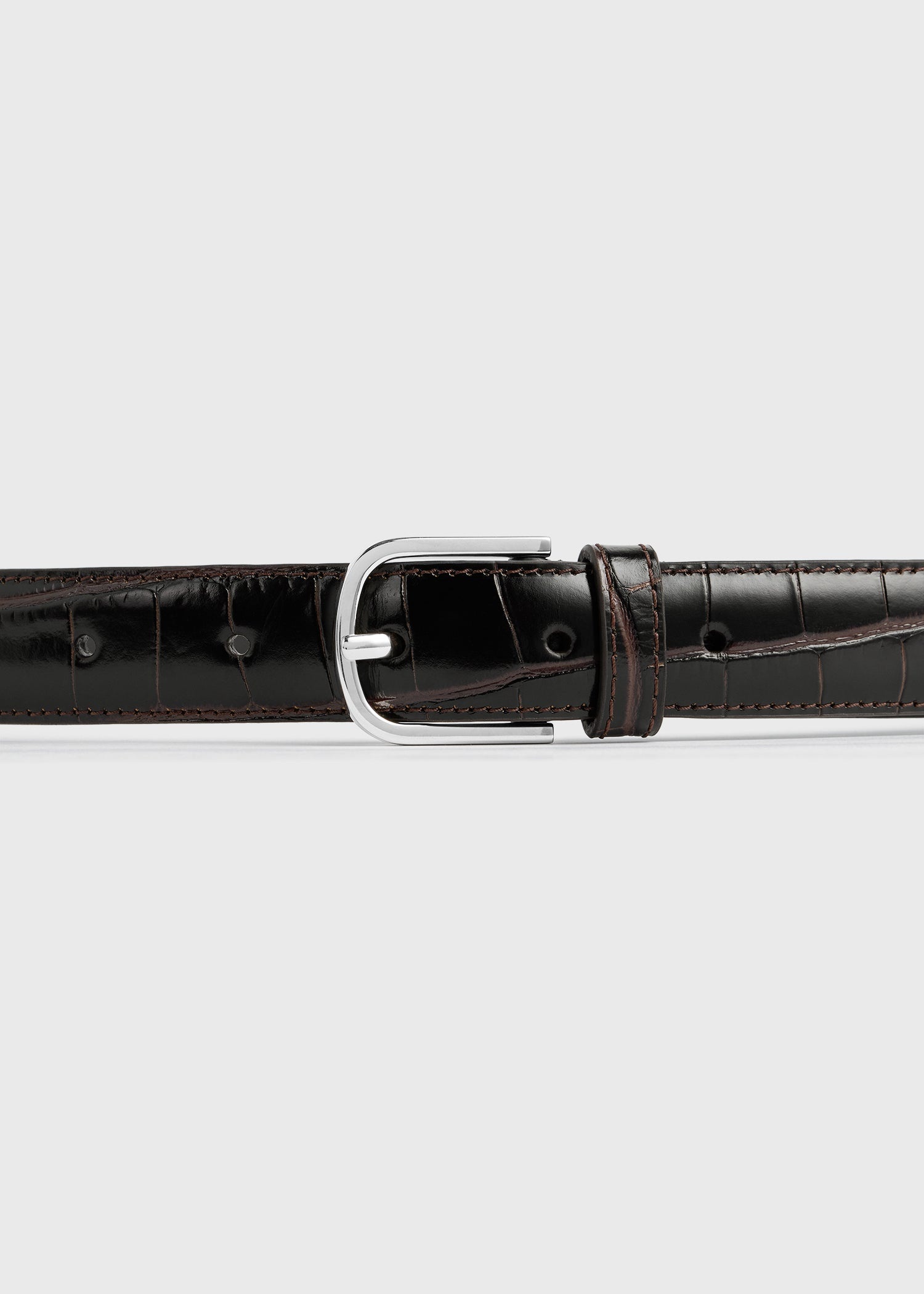 Slim croco-embossed belt chocolate - 3