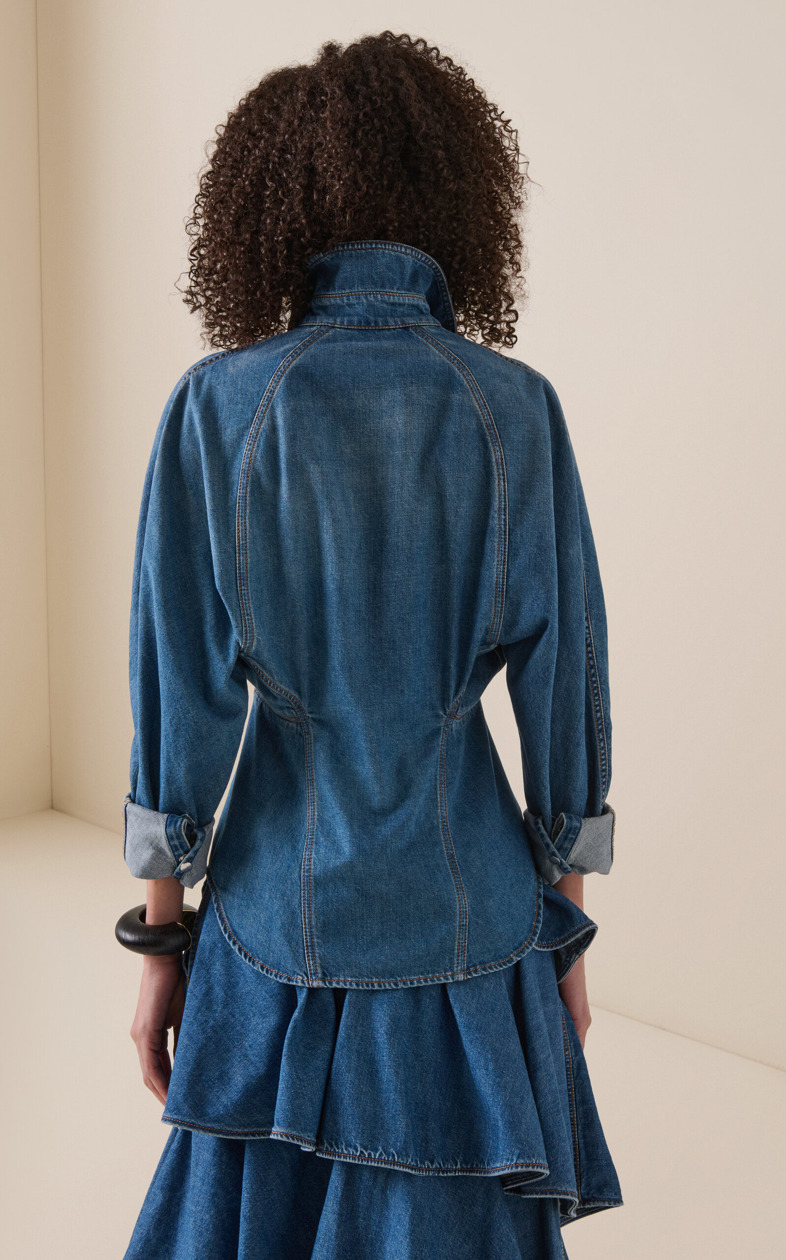 Curved Denim Shirt blue - 4