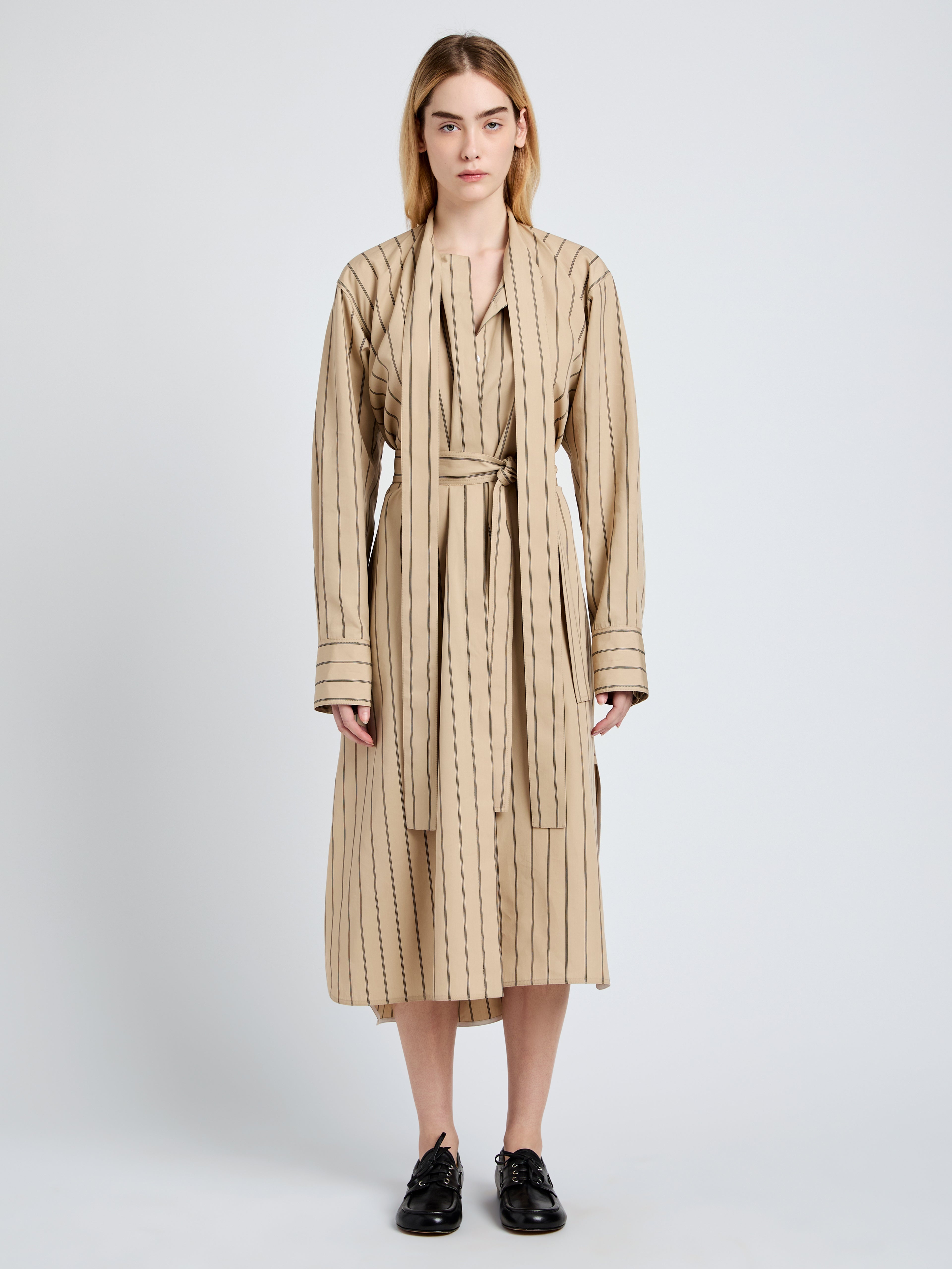 Phillipa Dress in Stripe Cotton Silk Poplin - 6