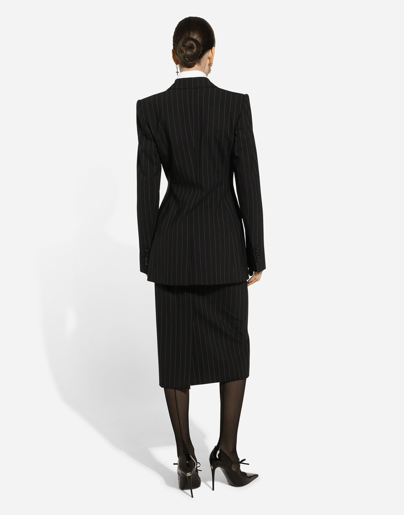 Pinstripe wool calf-length skirt 3