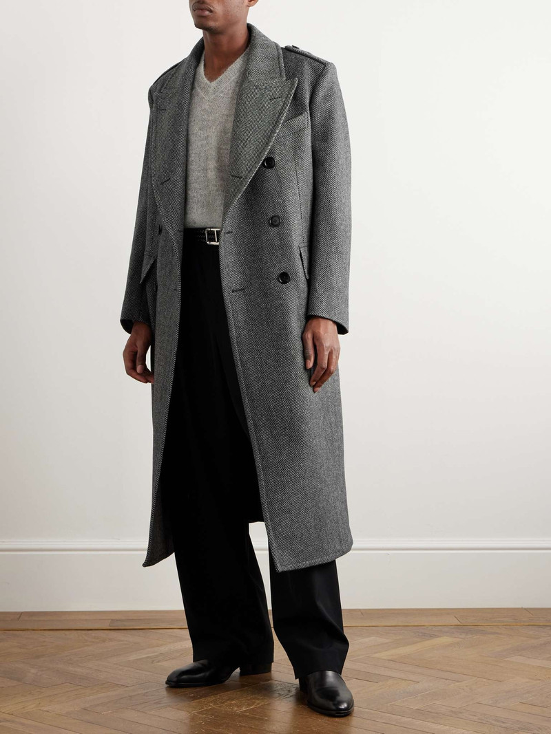 TOM FORD Double-Breasted Herringbone Virgin Wool Coat outlook