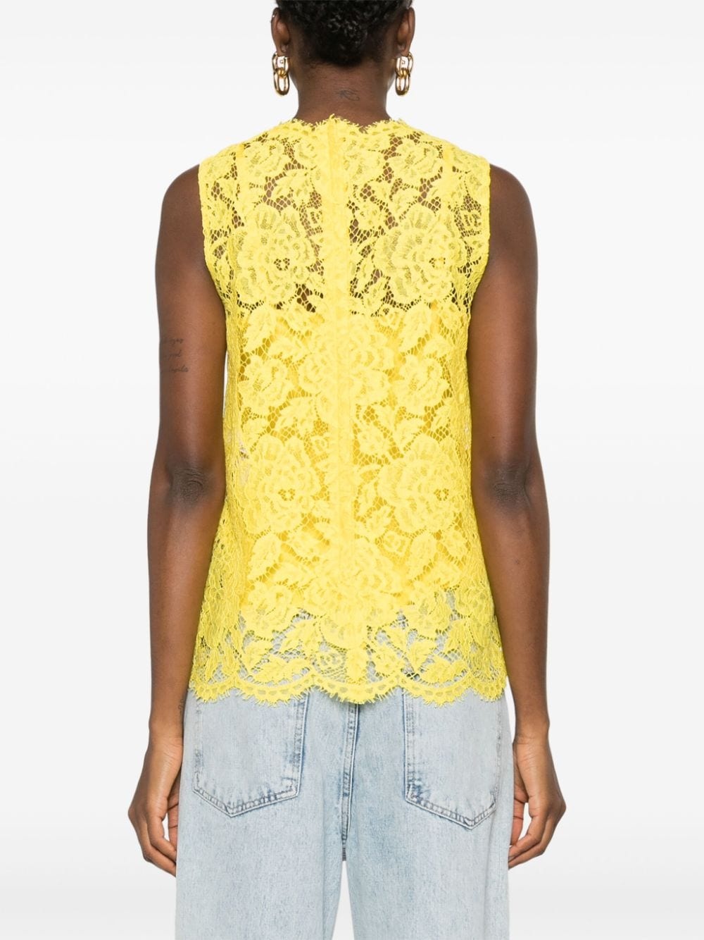 floral-lace scallop-collar top - 4
