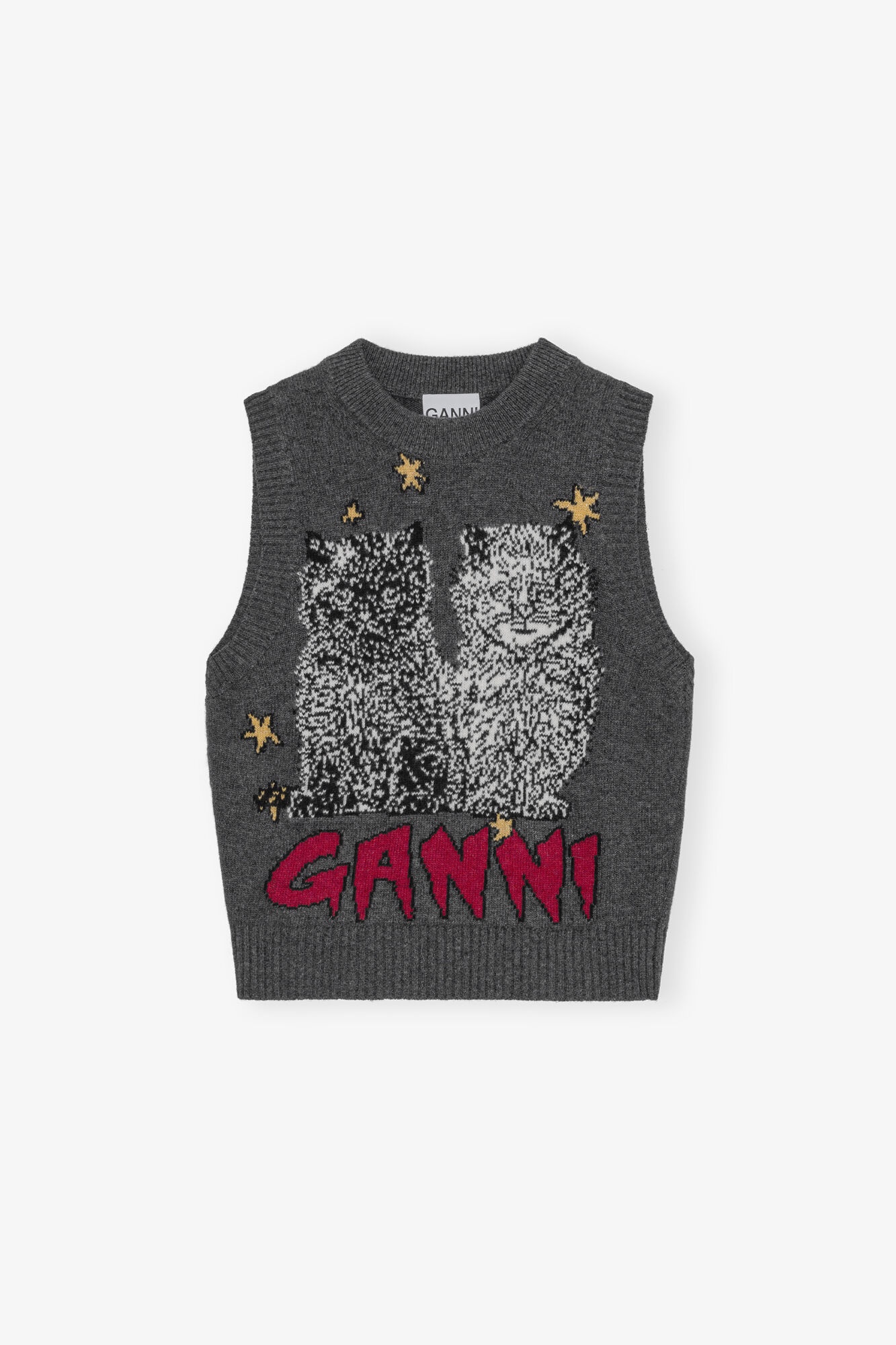 GREY GRAPHIC CATS VEST - 1