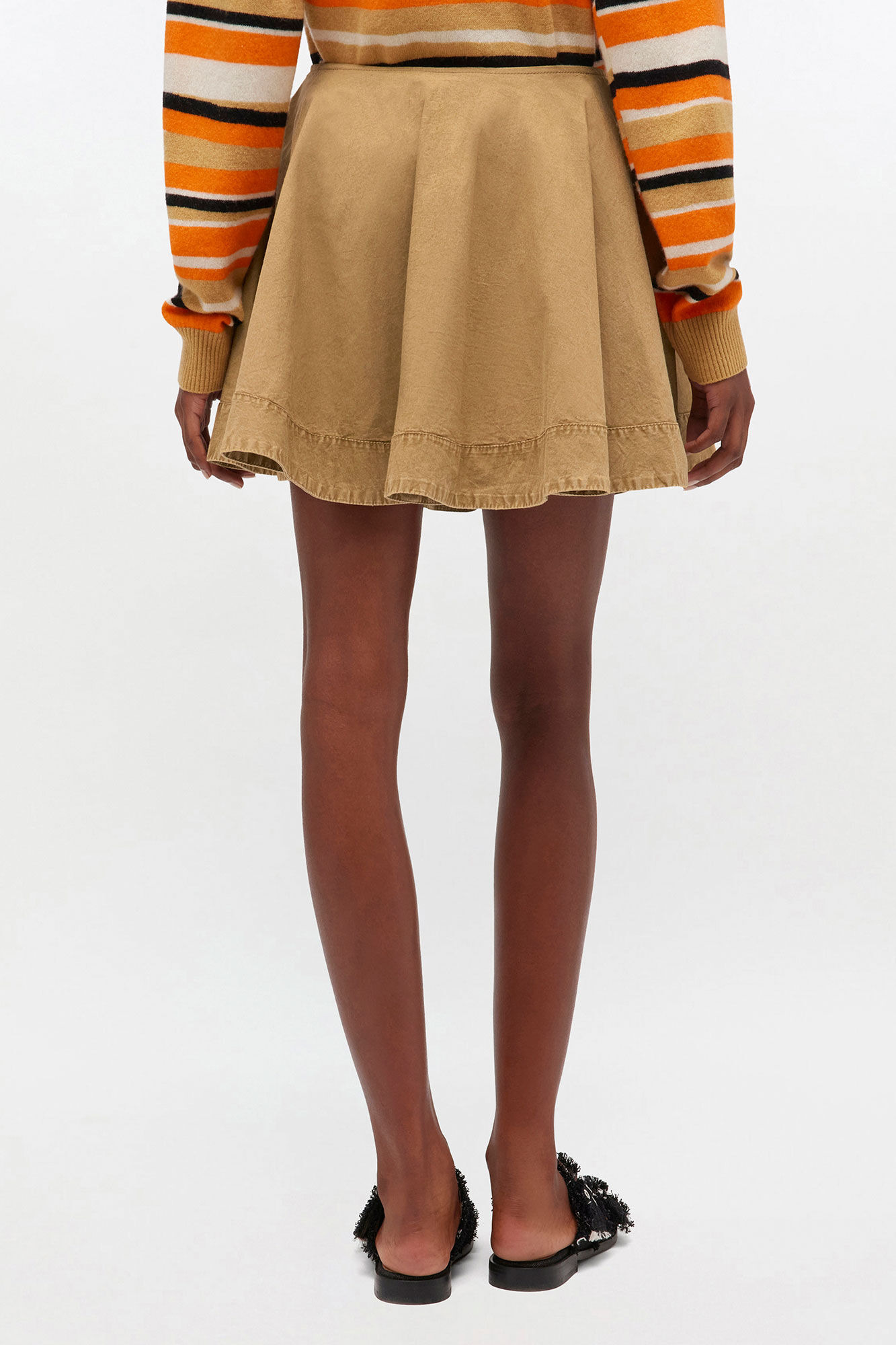 BEIGE WASHED MINI CIRCLE SKIRT - 4