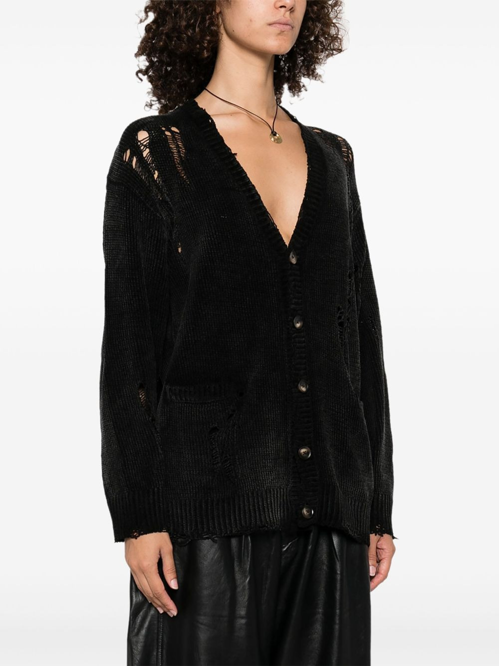 raw-cut fine-knit cardigan - 3