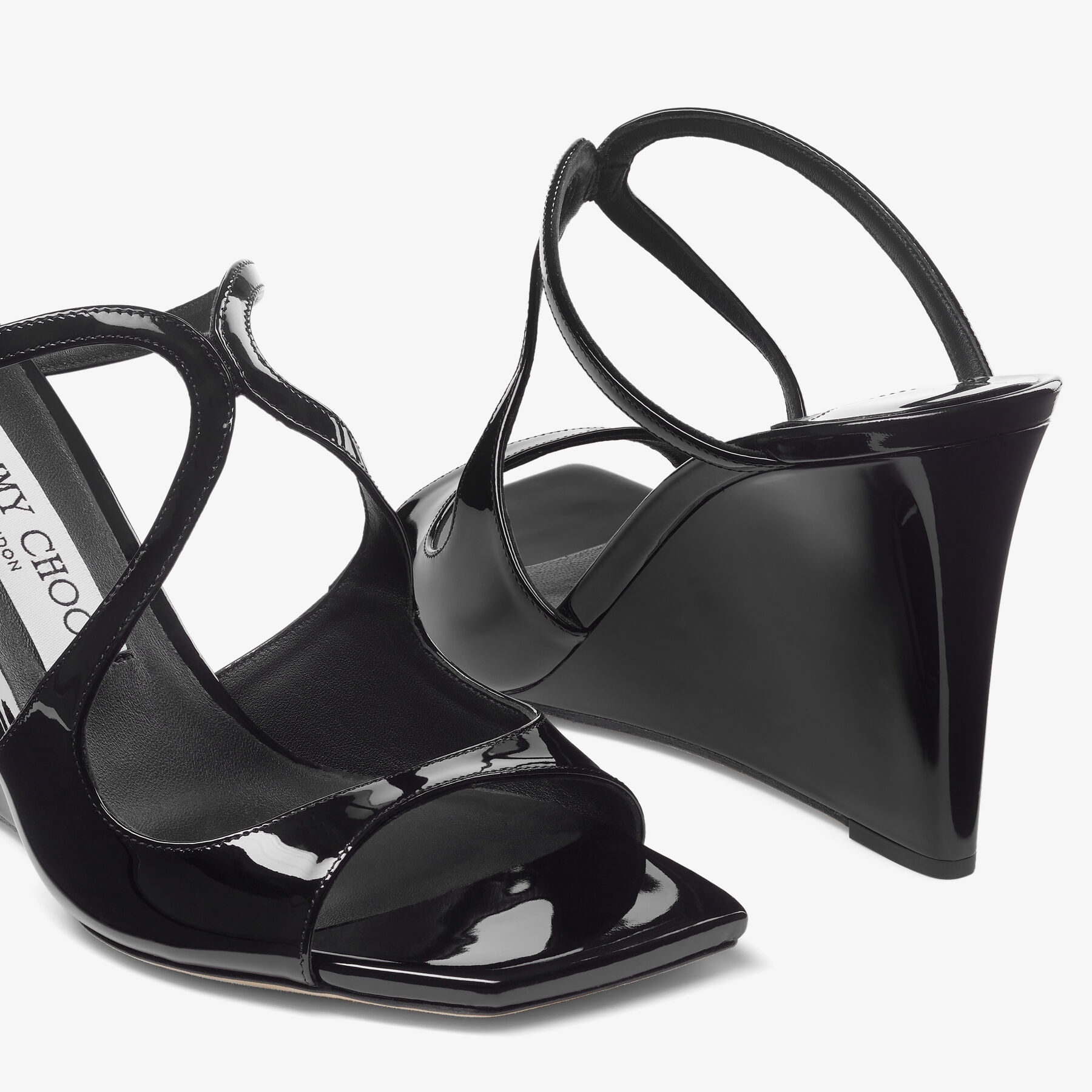 Anise Wedge 85
Black Patent Leather Wedge Mules - 3