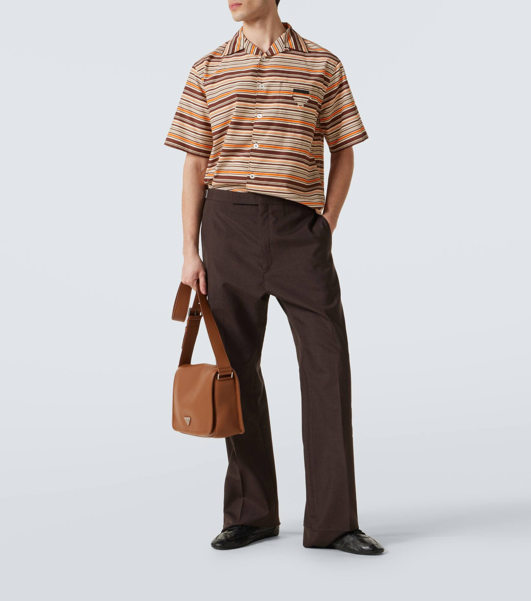 Striped cotton and silk bowling shirt - 2