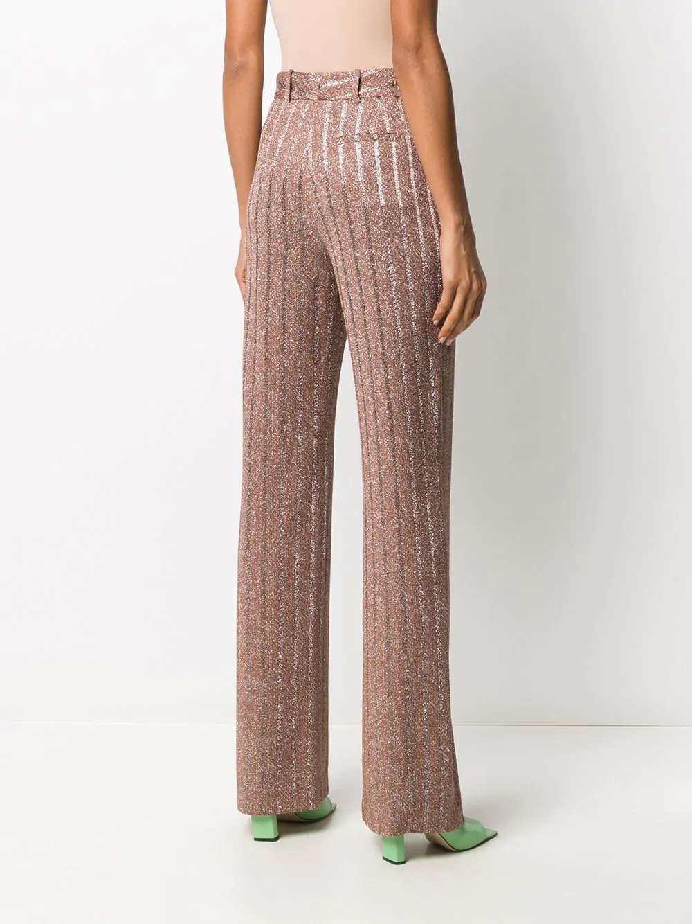 striped flared-leg trousers - 4