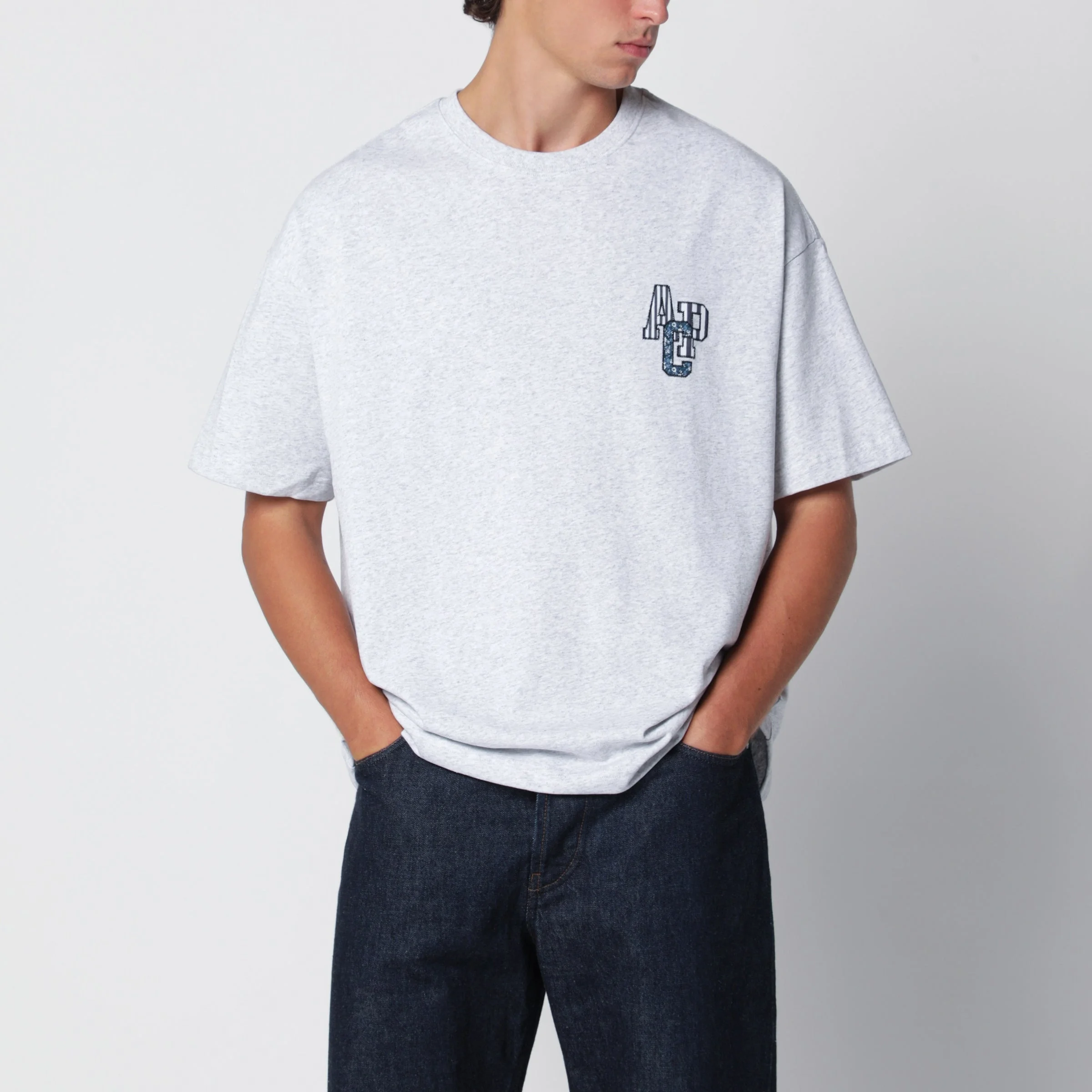 A.P.C. Bruno Grey Chine Cotton T-Shirt Men - 1