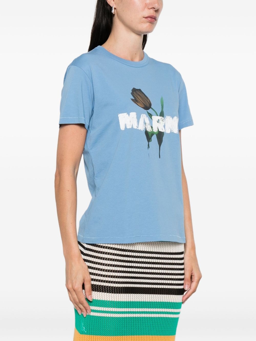 flower-print T-shirt - 3