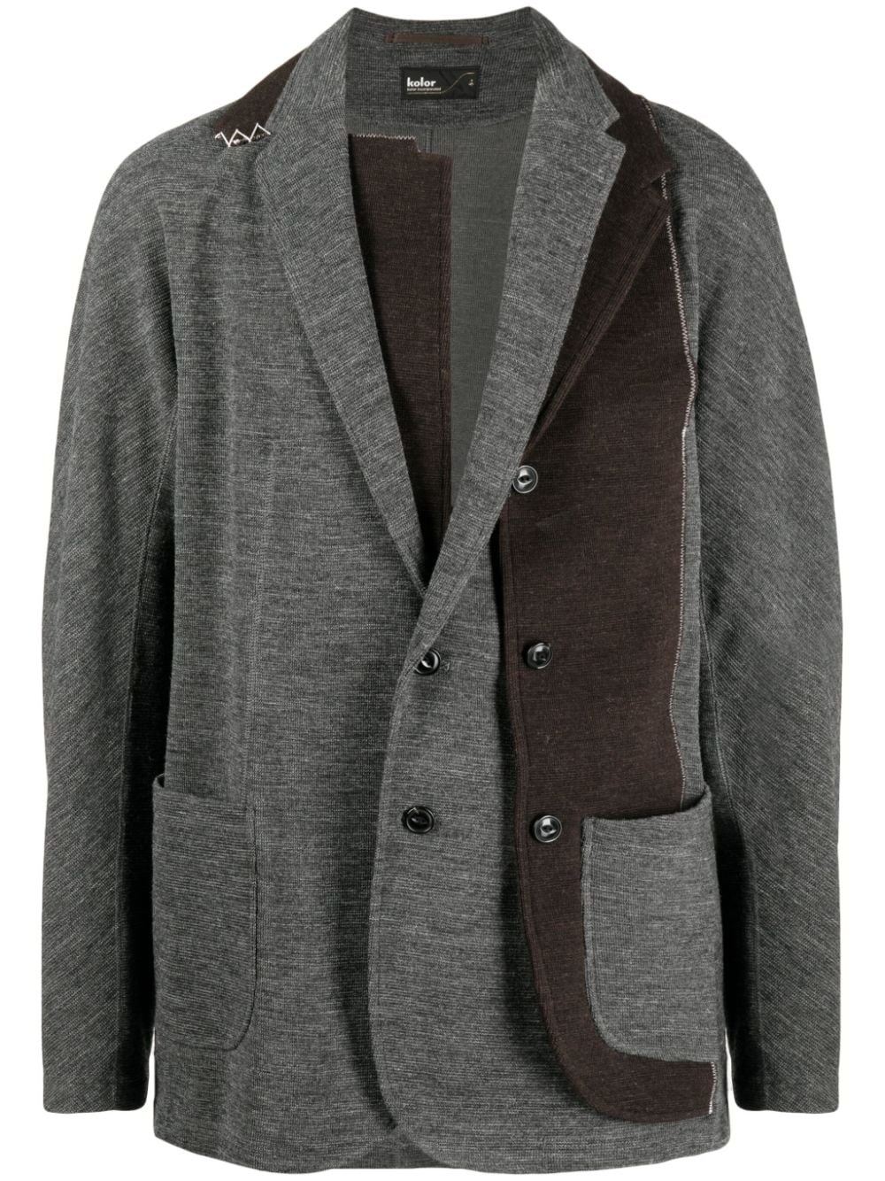 patchwork-design wool blazer - 1